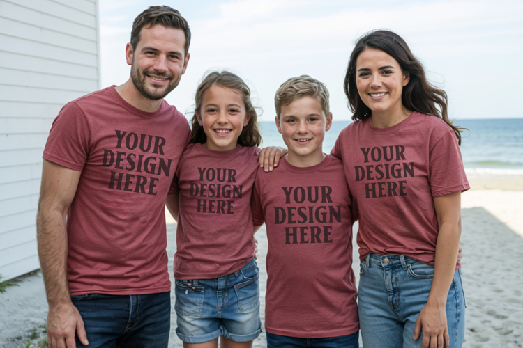 Bella Canvas 3001 Family Group T-Shirt Mockup