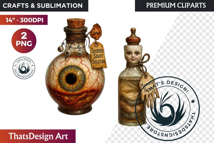 Halloween Hags Potions PNG Clipart spooky gothic bottle