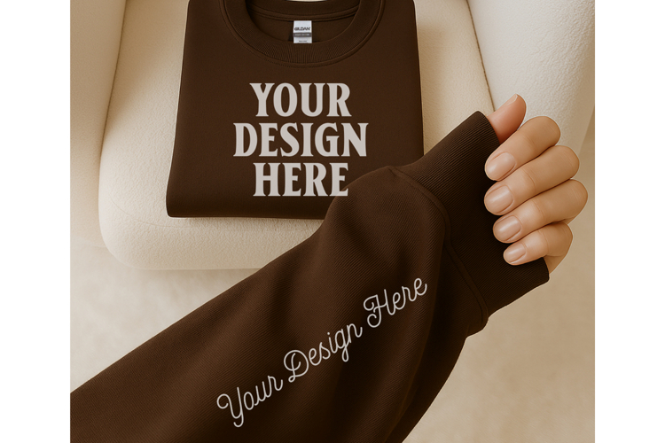 Gildan 18000 Espresso Sleeve Sweatshirt Mockup