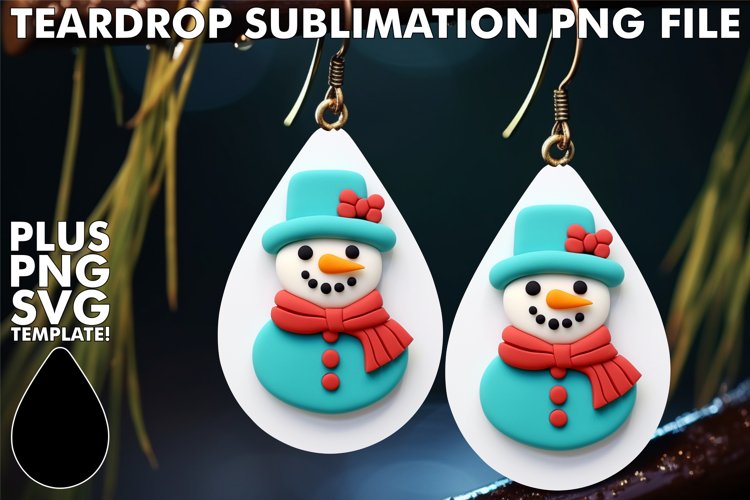 Clay Style Snowman 3D Teardrop Earrings
