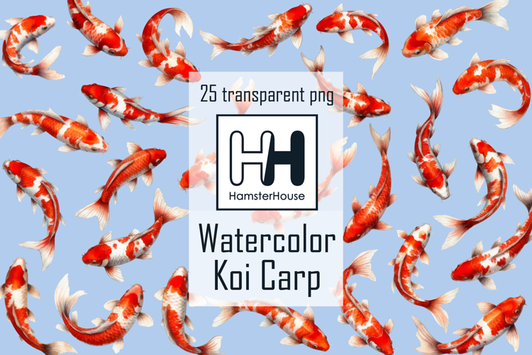 Watercolor Koi Carp, 25 transparent png