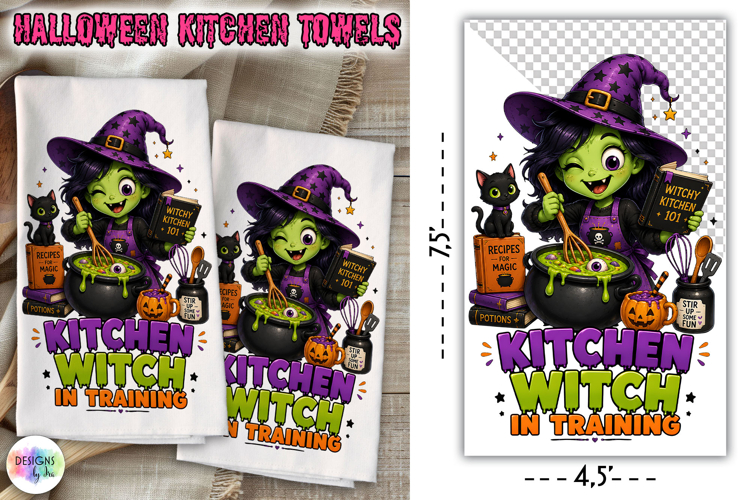 Kitchen Witch In Training Halloween Towel PNG