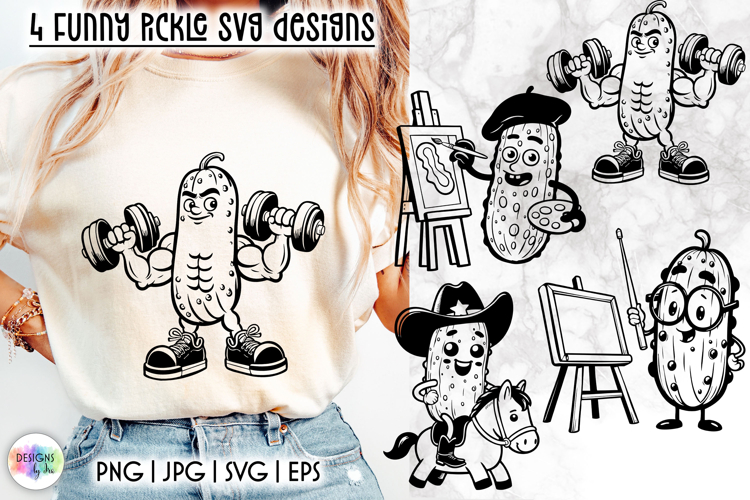 Funny Pickle SVG Designs, Cute & Grumpy Pickle Characters
