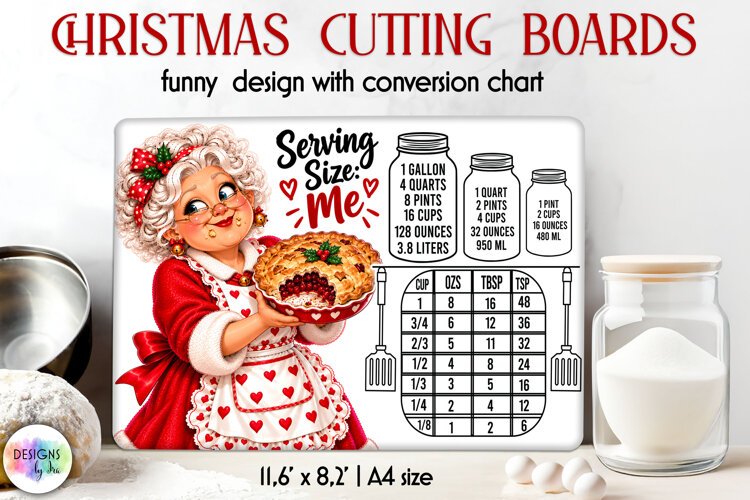Serving Size Me Christmas Pie Cutting Board Sublimation example image 1