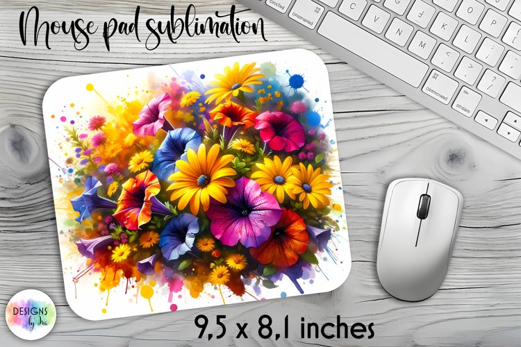 Summer Flowers Mouse Pad. Floral Mouse Pad Design example image 1