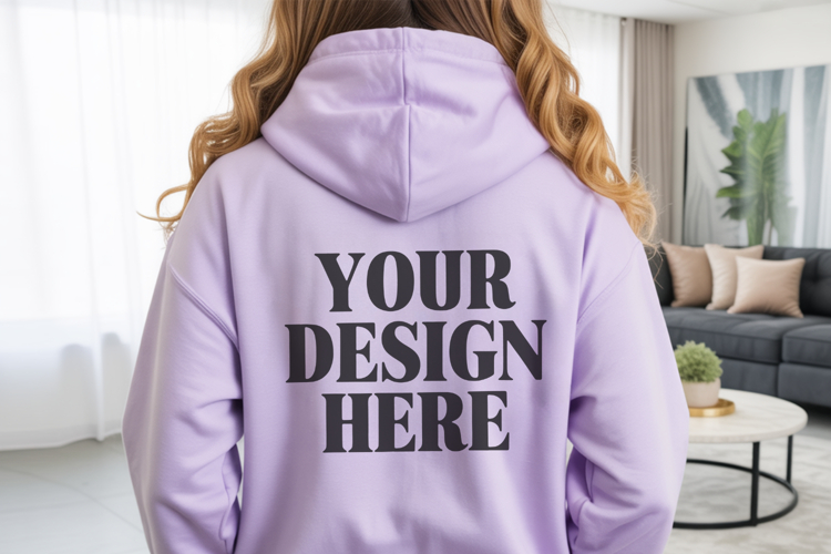 Safety pink Gildan 18500 Hoodie Mockup ,Cozy Unisex Sweatshi
