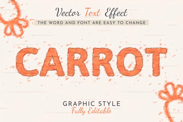 Watercolor Carrot Editable Text Effect, Graphic Style