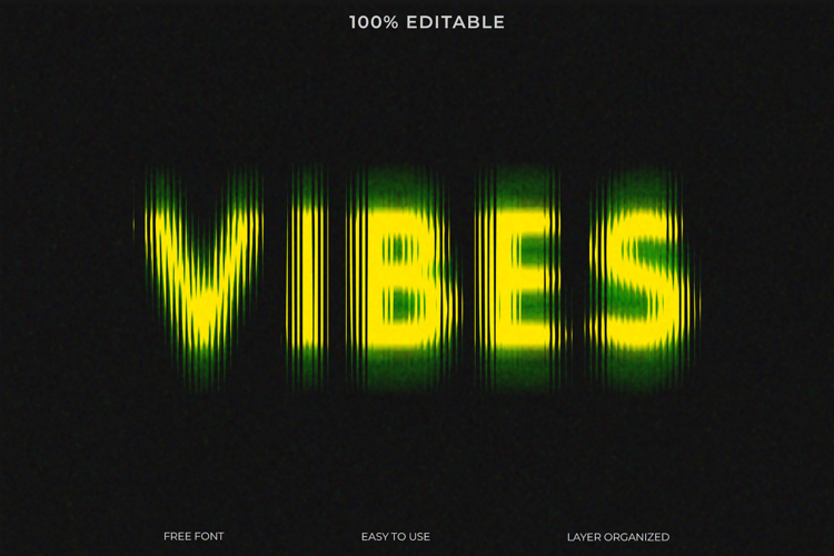 Retro Glitch Text Effect Editable Photoshop Template