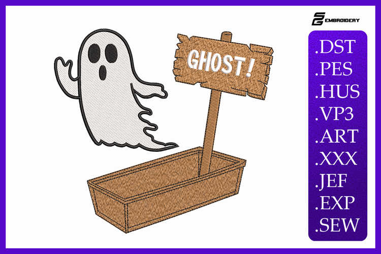 Ghost and Coffin Embroidery Designs For Machine