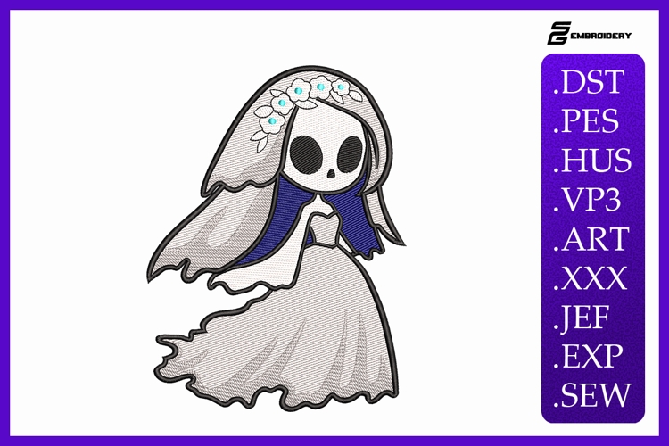 Skeleton Bride Embroidery Designs For Machine