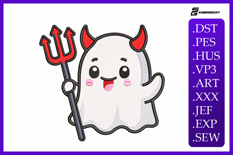 Cute Devil Ghost Embroidery Designs For Machine