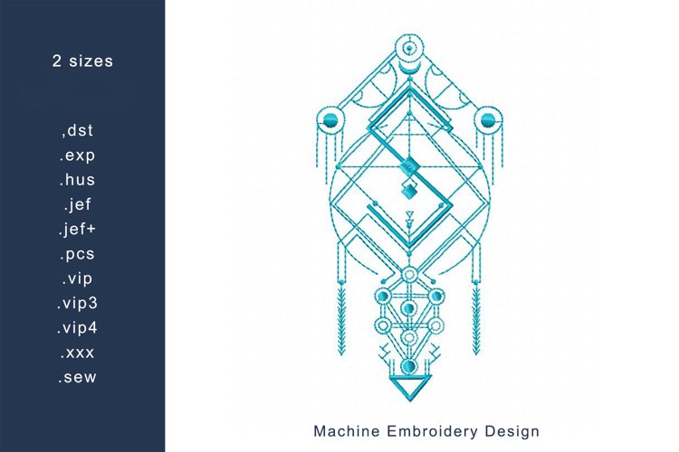 Sacred Geometry Redwork Machine Embroidery Design 2 sizes example image 1