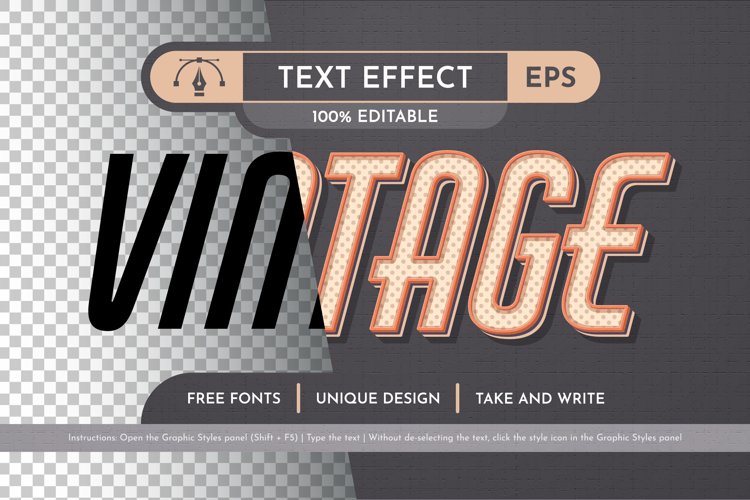 Vintage Editable Text Effect, Graphic Style example image 1