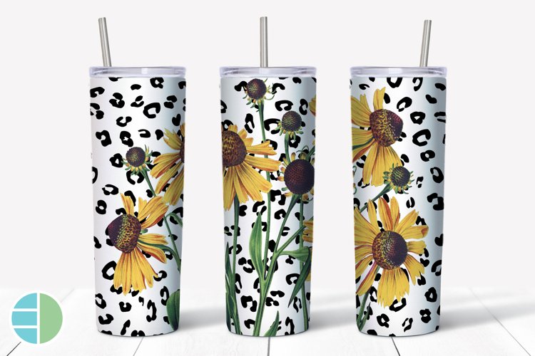 Sunflower Tumbler | Leopard Print Skinny Tumbler Sublimation example image 1