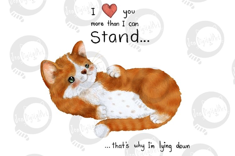 Lazy Cat | Clip Art Illustration | PNG/JPEG example image 1