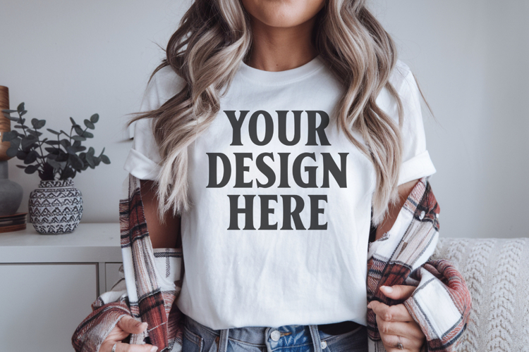 Bella Canvas 3001 White Christmas Shirt Mockup, Trandy
