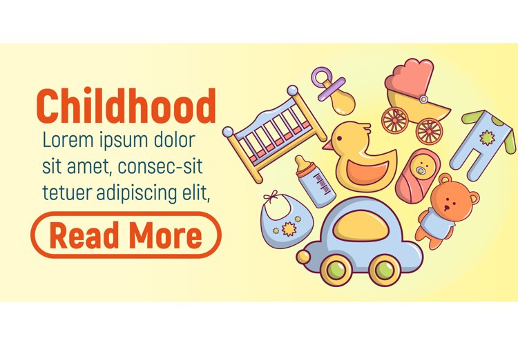 Childhood concept banner, cartoon style
