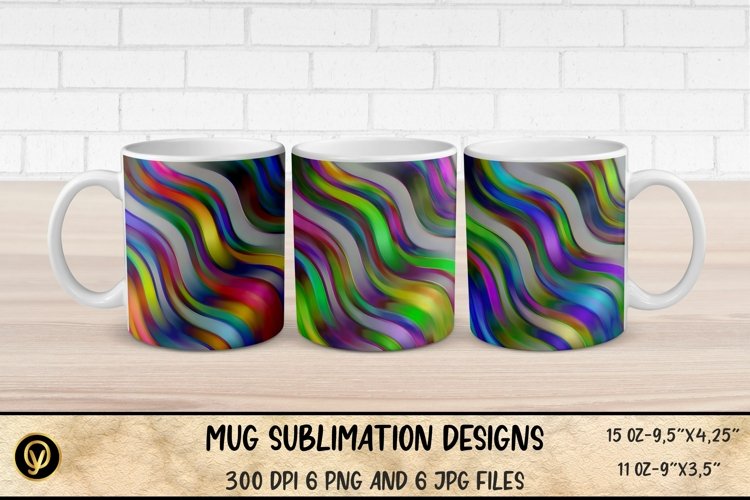 Mug Sublimation Designs ,Abstract Colorful Lines Mugs