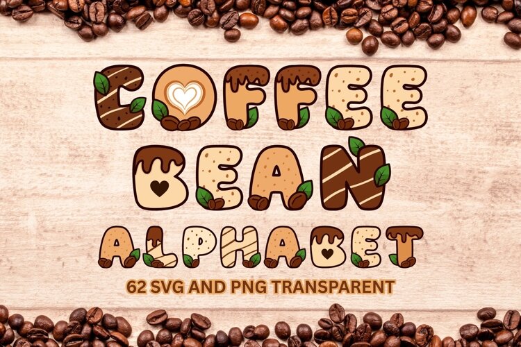 Coffee Bean Alphabet - SVG & PNG example image 1