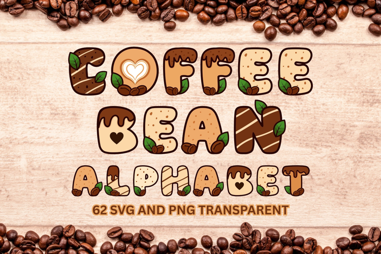 Coffee Bean Alphabet - SVG & PNG