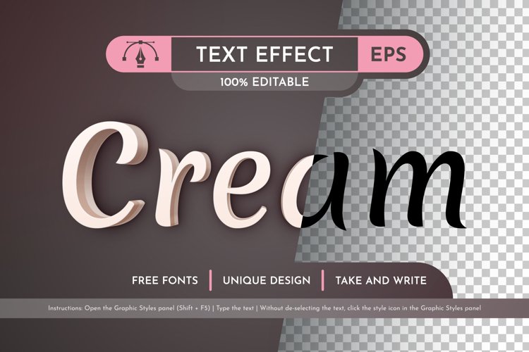 Cream Editable Text Effect, Graphic Style