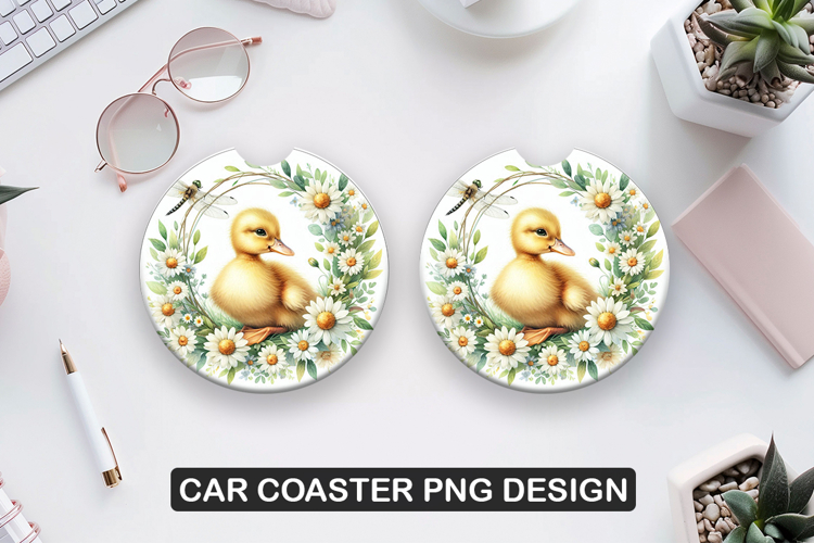 Duck Sitting Car Coaster Sublimation| Animal Coaster PNG