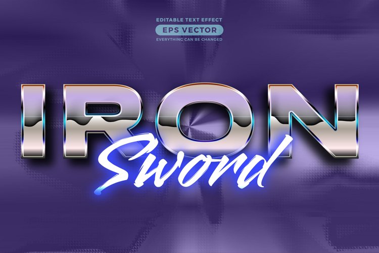 Iron sword editable text style effect in retro style theme example image 1