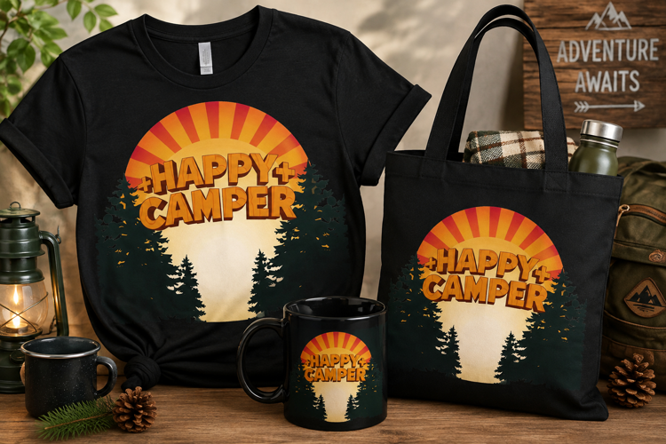 Happy Camper PNG, Camping Adventure Outdoor Design