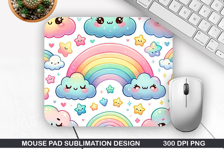 Rainbow Mouse Pad Sublimation PNG Design - Mouse Pad PNG