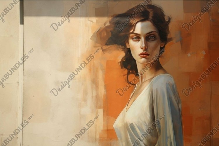 Elegant woman portrait mural on urban wall