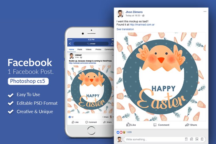 Happy Easter Facebook Post Banner example image 1