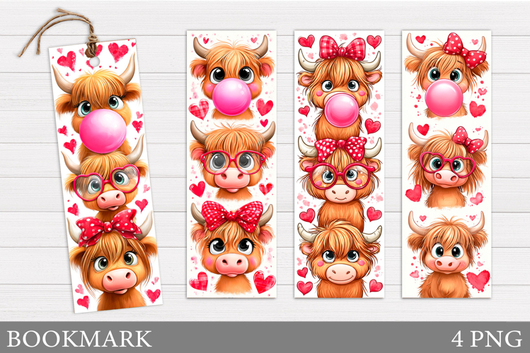 Valentines Cow Bookmark. Valentines Bookmark Printable