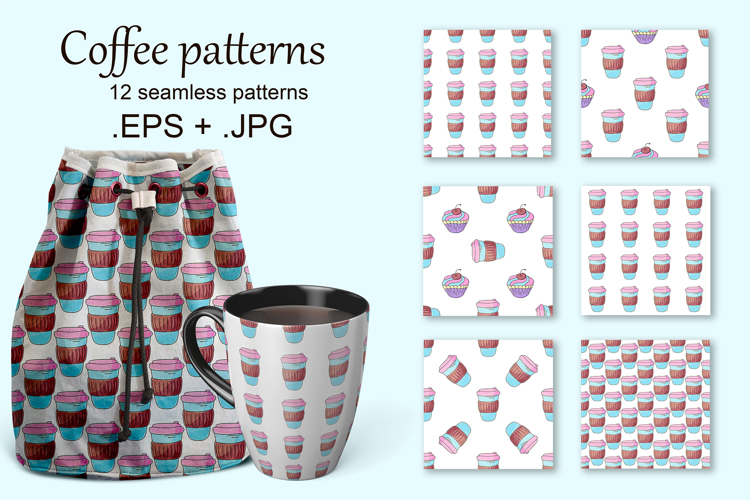 Coffee, milkshakes seamless pattern. Cute pattern