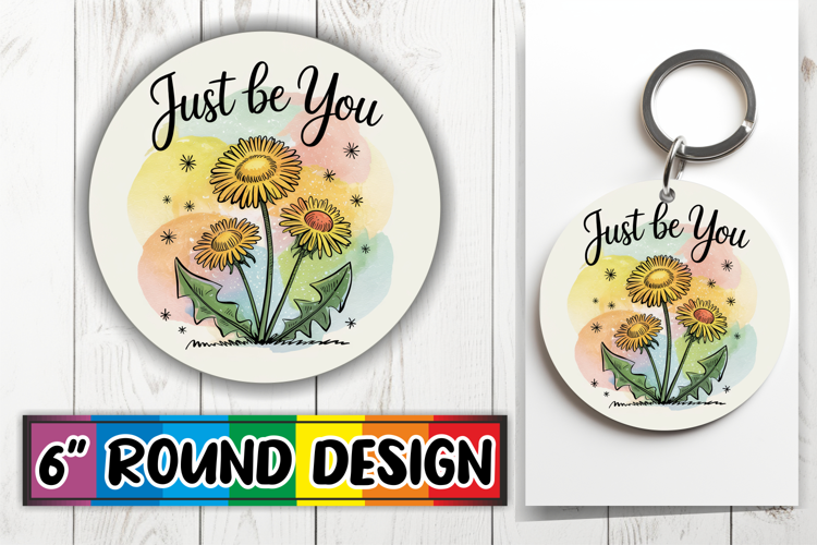 Cozy Circle Car Coaster Sublimation, Flowers Quote