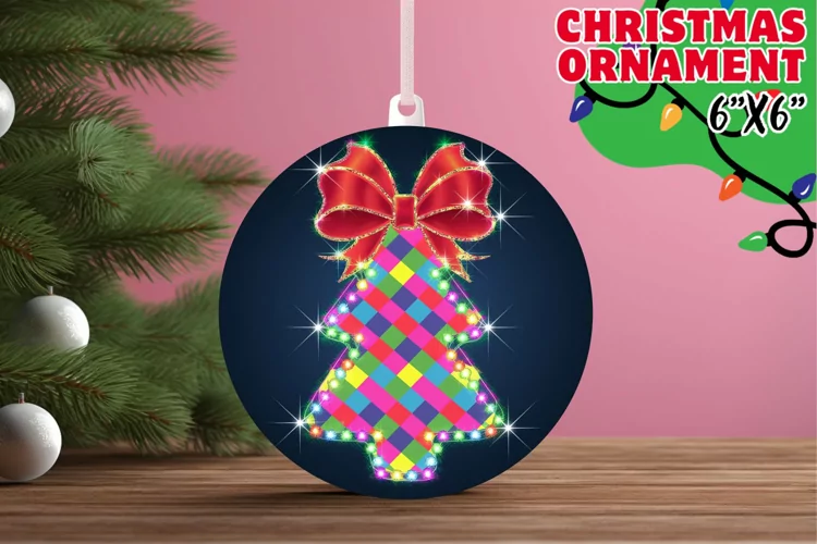 Cheerful Circle Keychains Design, Neon Xmas