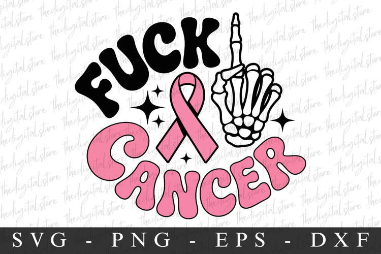 Pink Ribbon Fuck Cancer | Breast Cancer SVG | Pink Ribbon