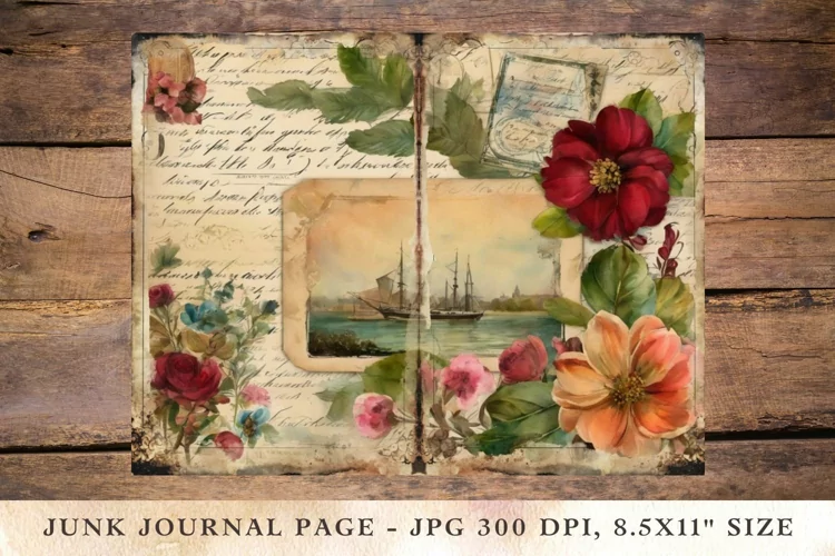 Printable Junk Journal Pages floral flower 2