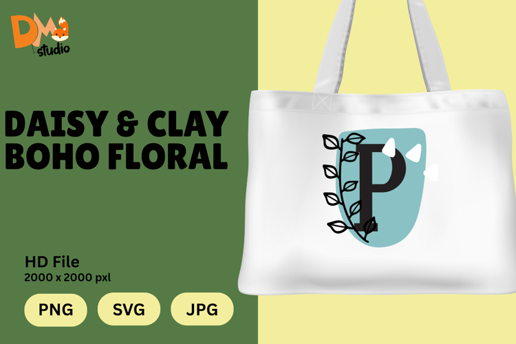 Daisy   Clay Boho Floral Monogram