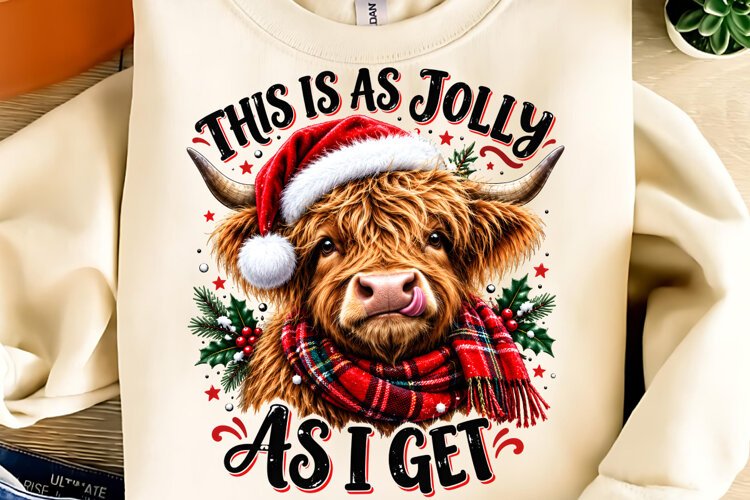 This Is As Jolly As I Get PNG, Funny Christmas PNG, Cow PNG example image 1