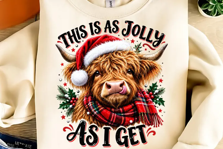 This Is As Jolly As I Get PNG, Funny Christmas PNG, Cow PNG