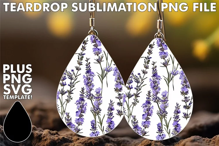 Stylish Teardrop Earring Sublimation with Floral Patterns
