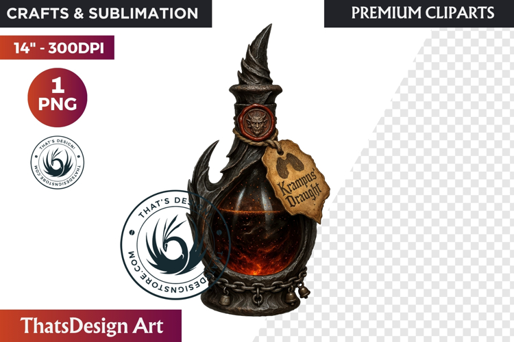 Christmas Winter Potion Bottles PNG, Magical Holiday Clipart