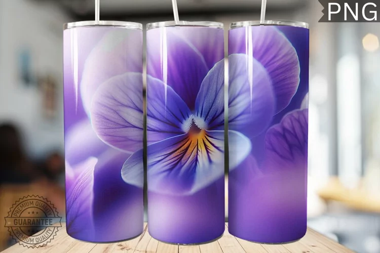 Pansy Flower Tumbler Wrap - Tumbler Design
