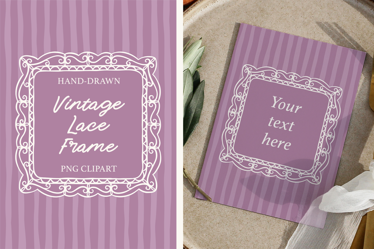 Hand Drawn Vintage Lace Wedding Frame PNG Clipart