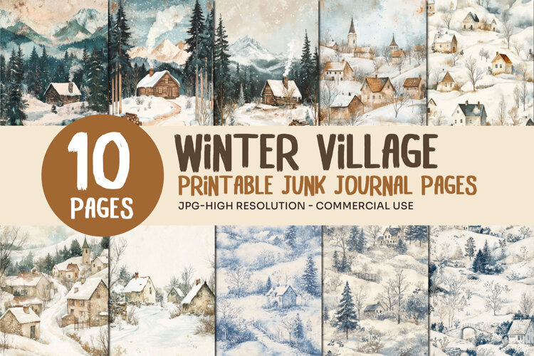 Winter Village Junk Journal Pages example image 1