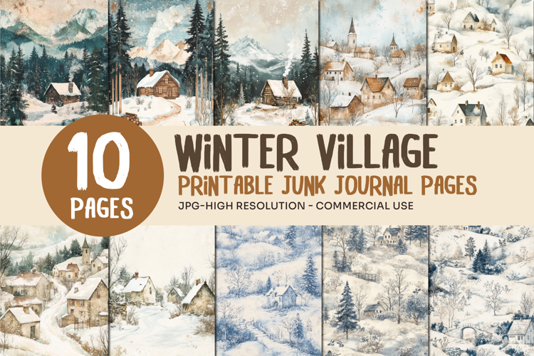 Winter Village Junk Journal Pages