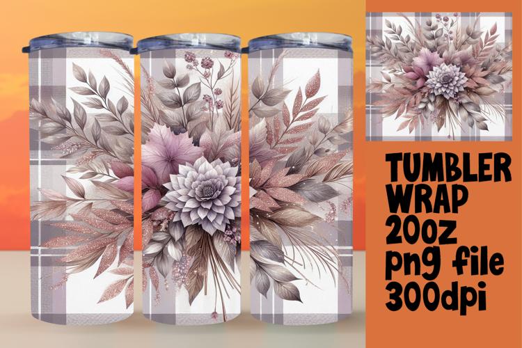 GREAT GIFT: 20oz Tumbler PNG , Autumn Flower