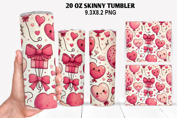 Valentine Skinny Tumbler 20oz Wrap Design, Valentine Tumbler