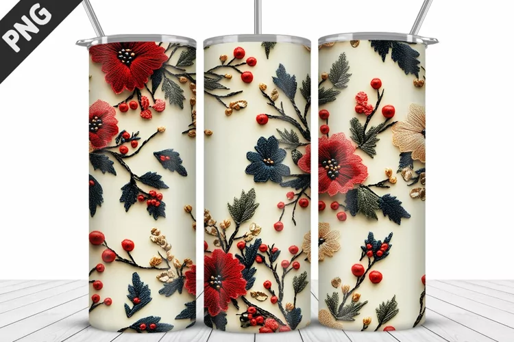 3D Daisy Flowers 20oz Tumbler Wrap | Sublimation Design