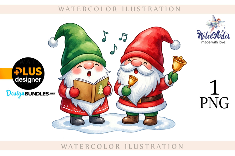 Watercolor Christmas gnomes, Christmas Gnomes